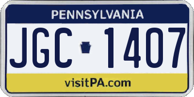 PA license plate JGC1407