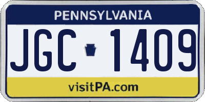 PA license plate JGC1409