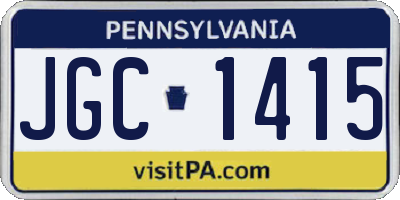 PA license plate JGC1415