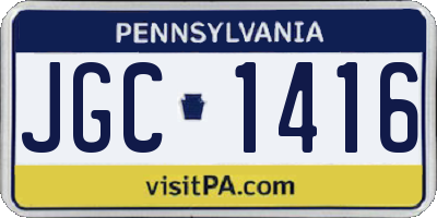 PA license plate JGC1416