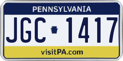 PA license plate JGC1417