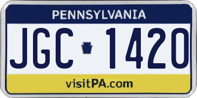 PA license plate JGC1420