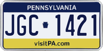 PA license plate JGC1421