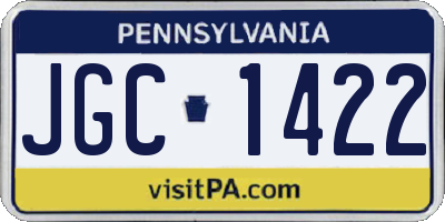 PA license plate JGC1422