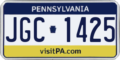 PA license plate JGC1425
