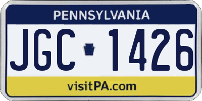PA license plate JGC1426