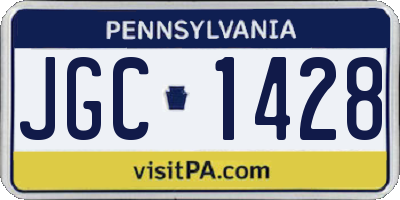 PA license plate JGC1428