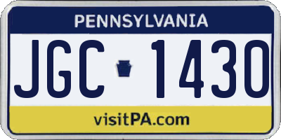PA license plate JGC1430