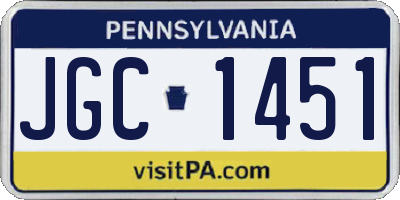 PA license plate JGC1451