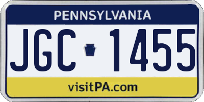 PA license plate JGC1455
