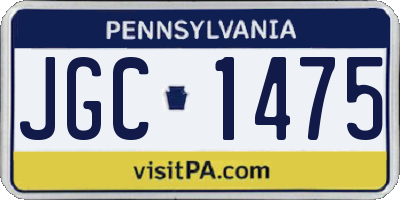 PA license plate JGC1475