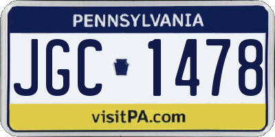 PA license plate JGC1478