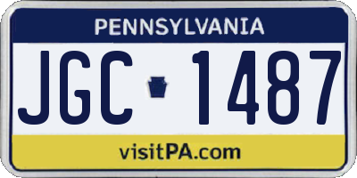 PA license plate JGC1487