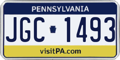 PA license plate JGC1493