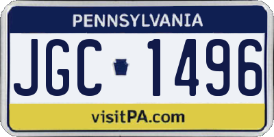 PA license plate JGC1496