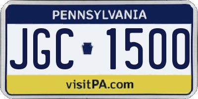 PA license plate JGC1500