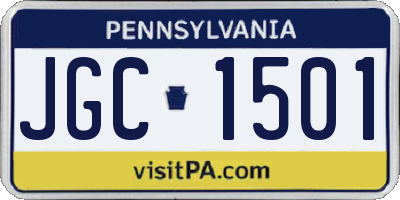 PA license plate JGC1501