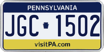 PA license plate JGC1502
