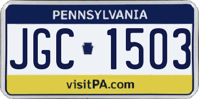 PA license plate JGC1503
