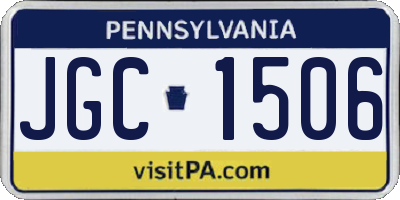 PA license plate JGC1506