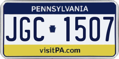 PA license plate JGC1507