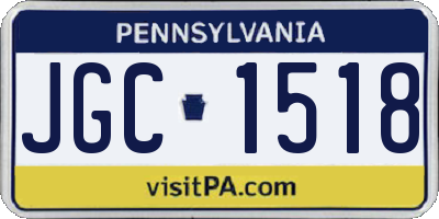 PA license plate JGC1518