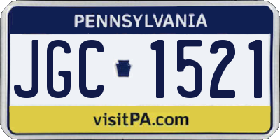 PA license plate JGC1521