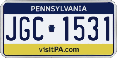 PA license plate JGC1531