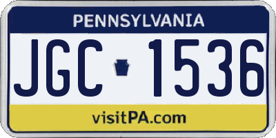 PA license plate JGC1536