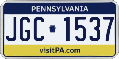 PA license plate JGC1537