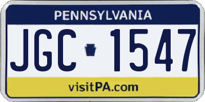 PA license plate JGC1547