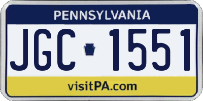 PA license plate JGC1551