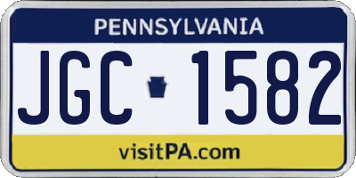 PA license plate JGC1582