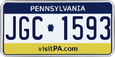 PA license plate JGC1593
