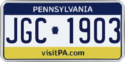 PA license plate JGC1903