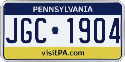 PA license plate JGC1904