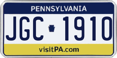 PA license plate JGC1910