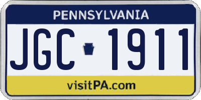 PA license plate JGC1911