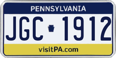 PA license plate JGC1912