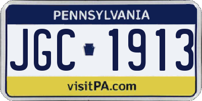 PA license plate JGC1913