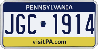 PA license plate JGC1914