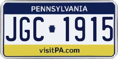 PA license plate JGC1915