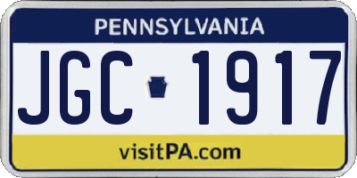 PA license plate JGC1917