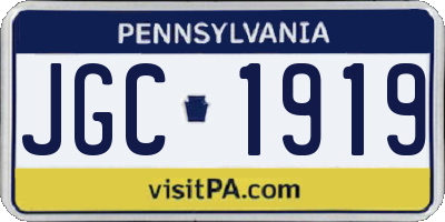 PA license plate JGC1919
