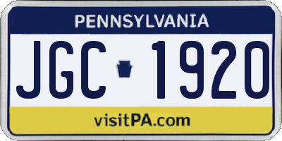 PA license plate JGC1920