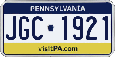 PA license plate JGC1921