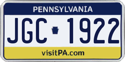 PA license plate JGC1922