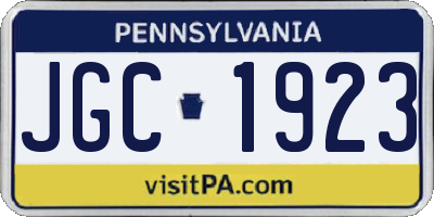 PA license plate JGC1923
