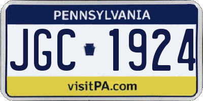 PA license plate JGC1924