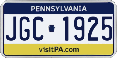 PA license plate JGC1925